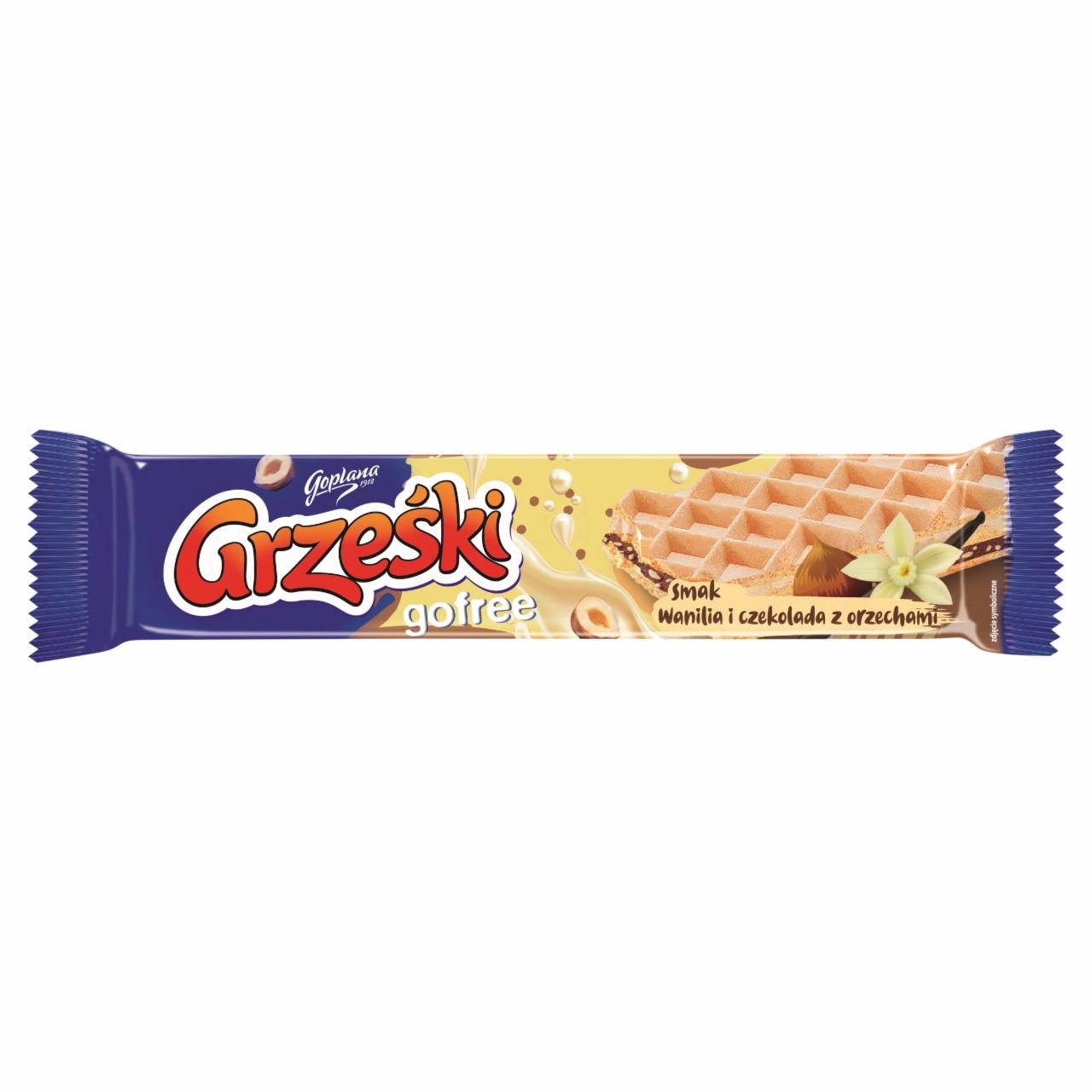 Фото - Вафли gofree Wafer with Vanilla-Chocolate Flavoured Cream and Hazelnut Pieces Grześki