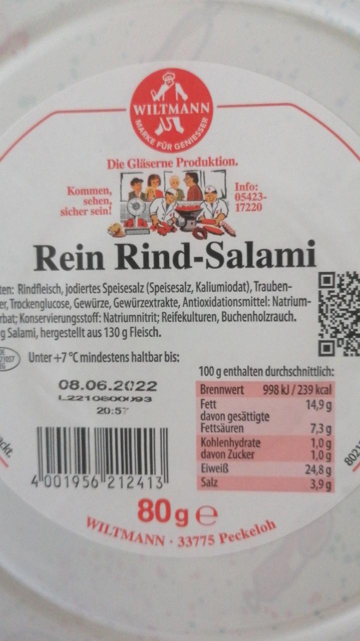 Фото - Rein rind salami Wiltmann