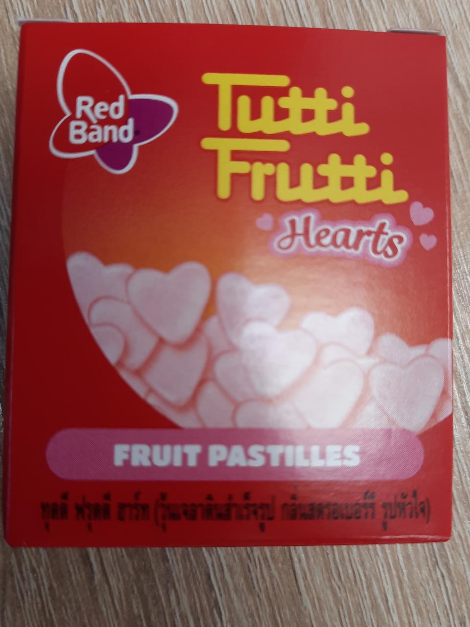 Фото - конфета желейная с фруктовым вкусом Tutti Frutti Hearts Red Band