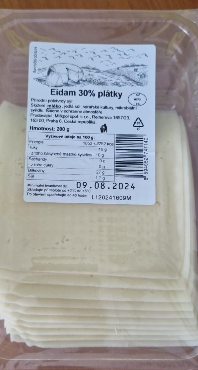 Фото - Eidam 30% plátky Milkpol