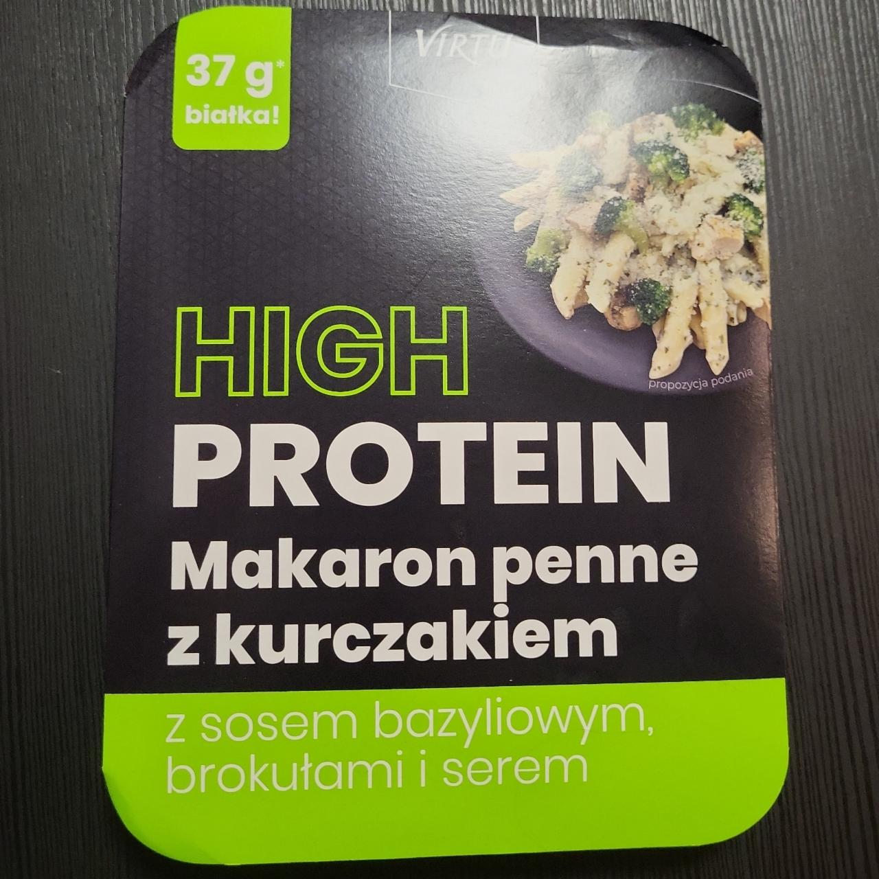 Фото - High Protein Makaron Penne z kurczakiem z sosem bazyliowym, brokułami i serem Virtu