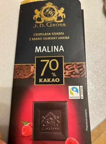 Фото - Czekolada gorzka cacao 70% smak malina J. D. Gross