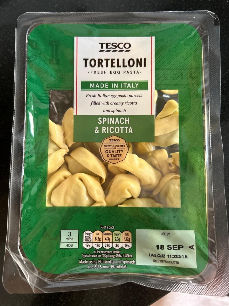 Фото - Tortelloni spinach&ricotta Tesco