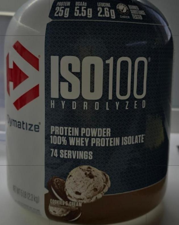 Фото - Iso 100 hydrolyzed protein powder cookie & cream Dymatize