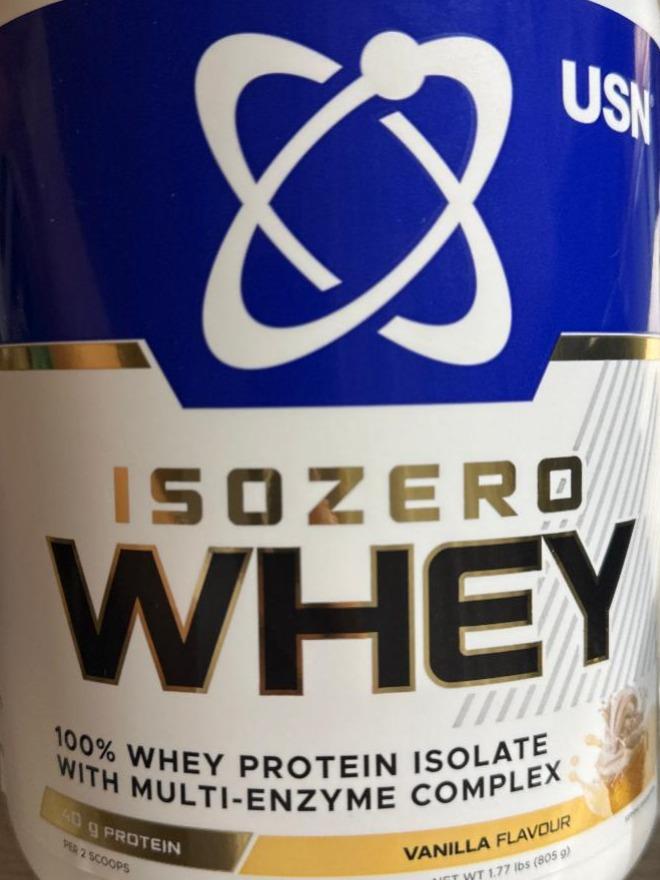 Фото - Isozero whey protein isolate multi-enzyme complex vanilla flavdur USN