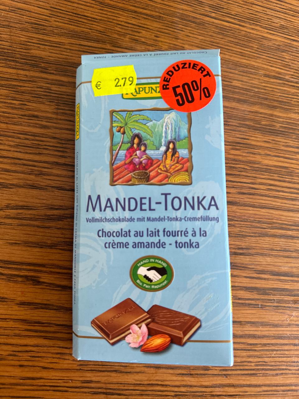 Фото - Bio fair trade čokoláda s náplní mandle Tonka Rapunzel