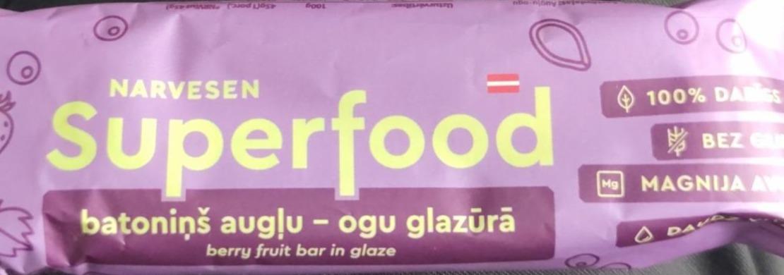 Фото - Narvesen batoniņš augļu ogu glazurā Superfood