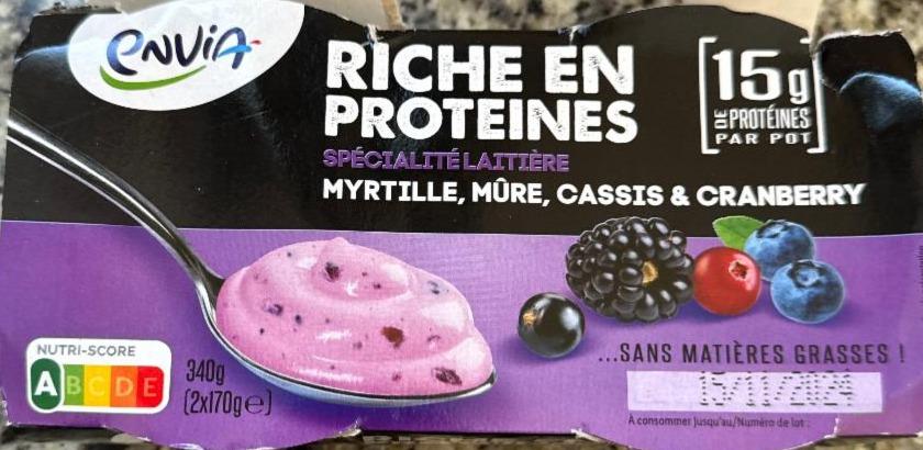 Фото - Riche en proteines spécialité laitière myrtille, mûre, cassis&cranberry Envia