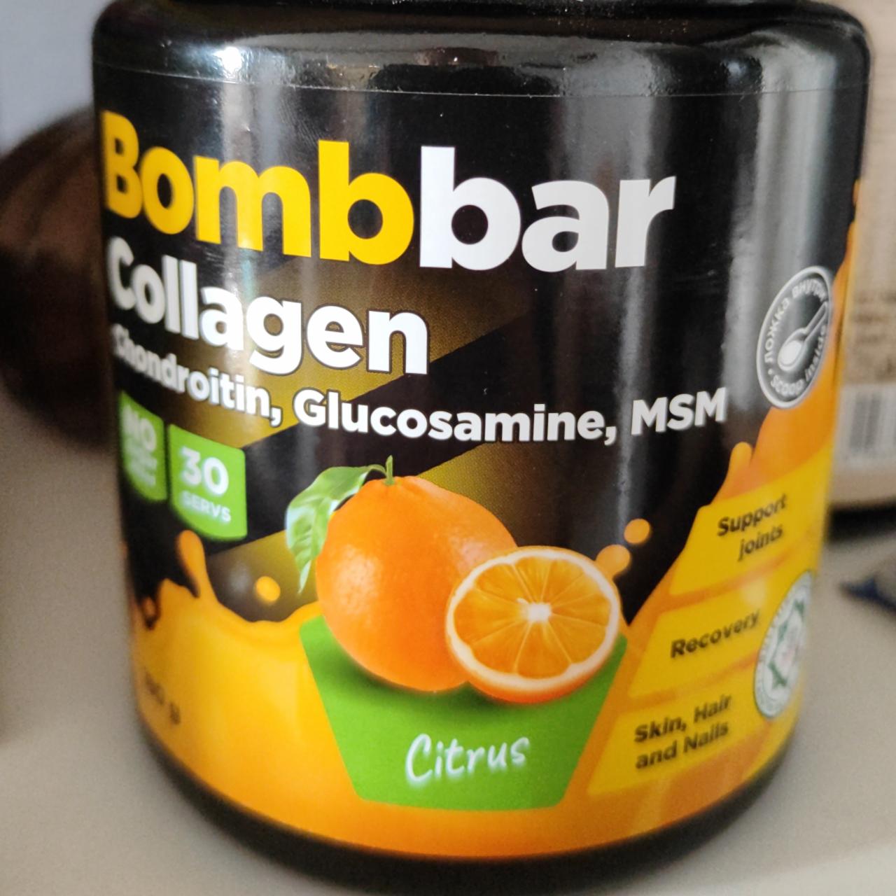 Фото - Коллаген с хондроитином, глюкозамином и МСМ со вкусом цитруса Collagen Bombbar