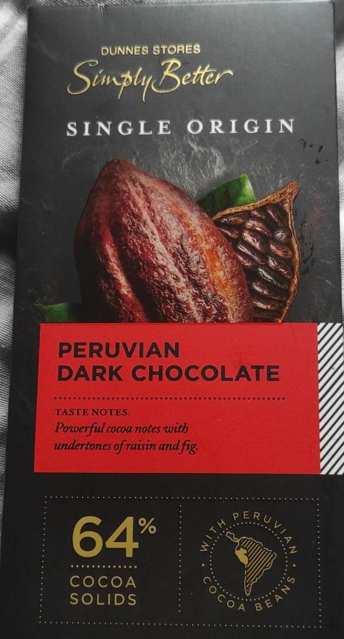 Фото - Single origin peruvian dark chocolate 64% cocoa Dunnes stores