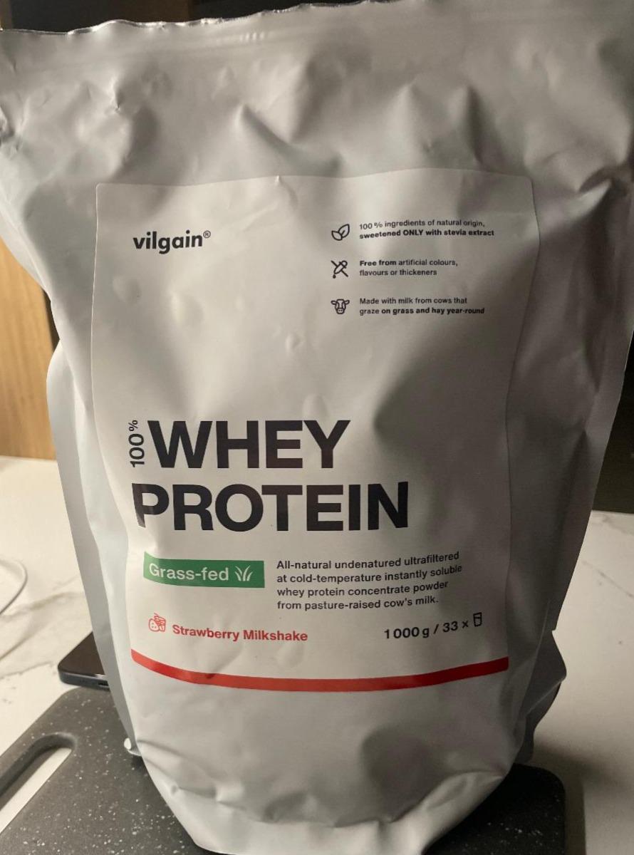 Фото - Whey protein grass-fed strawberry milkshake Vilgain