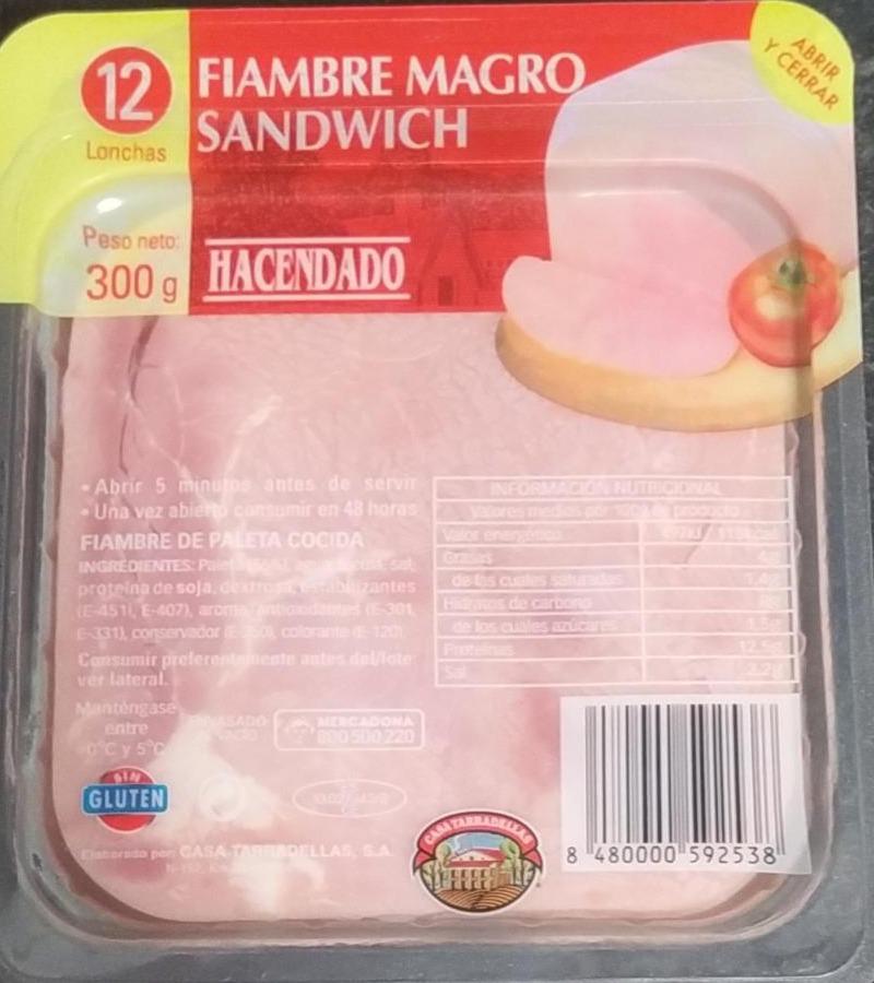 Фото - Fiambre magro sandwich Hacendado