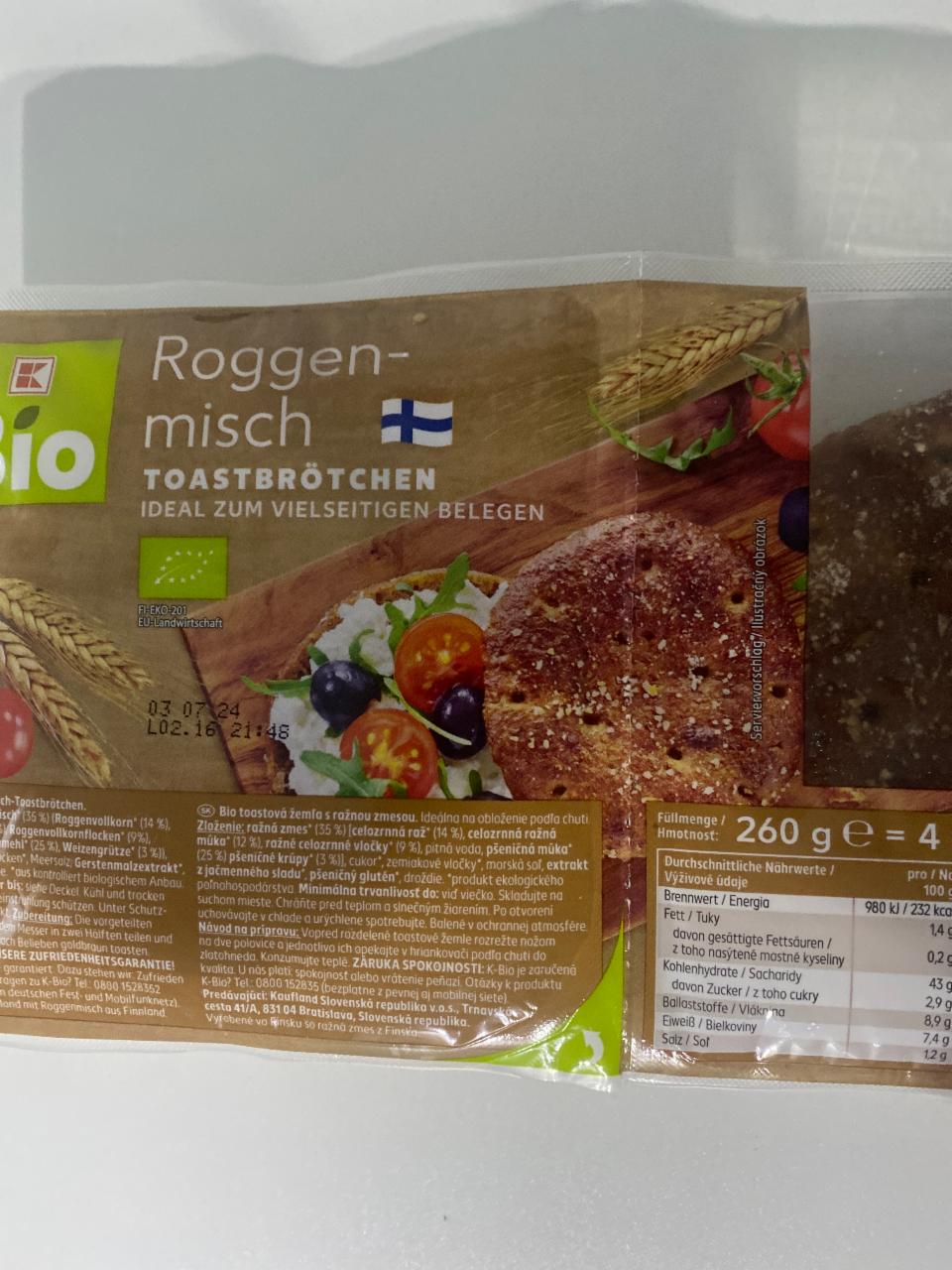 Фото - Roggen-misch Toastbrötchen K-BIO