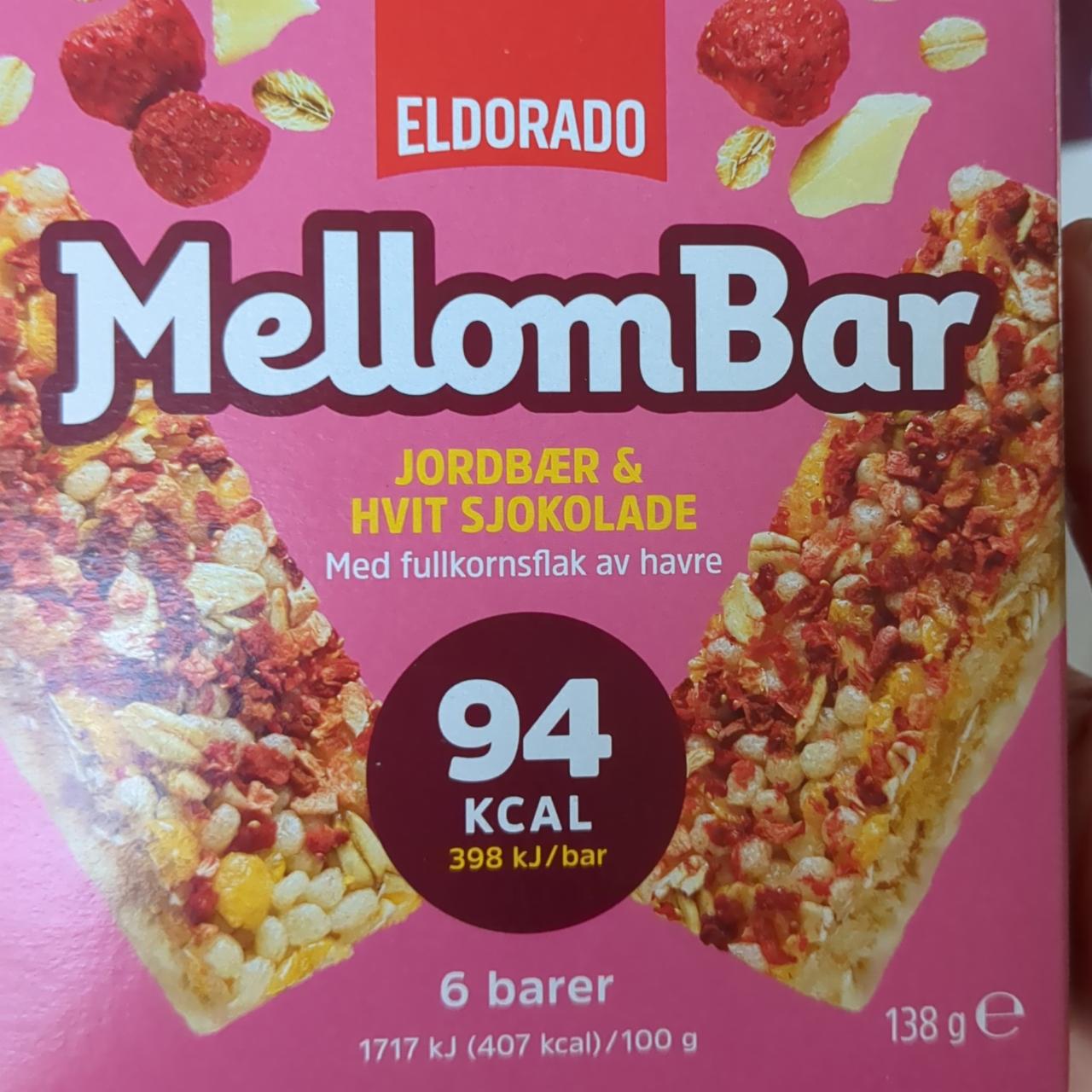 Фото - MellomBar Jordbær Hvit Sjokolade Eldorado