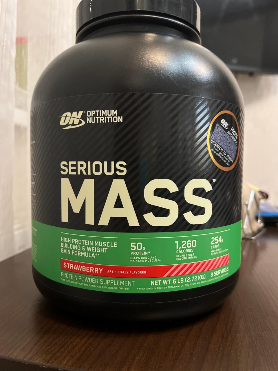 Фото - Порошок Serious Mass с высоким содержанием белка для набора веса, со вкусом клубники Optimum Nutrition