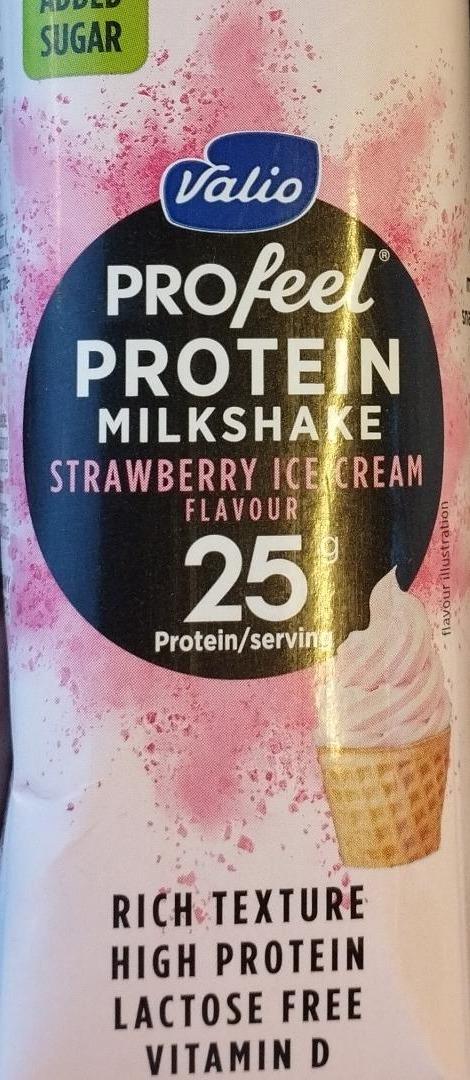 Фото - Profeel protein milkshake strawberry ice cream flavour Valio