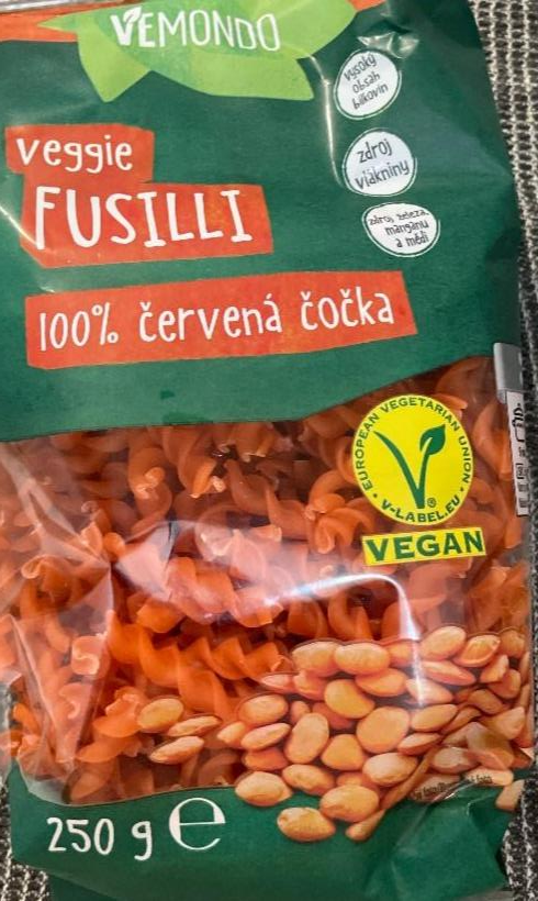 Фото - Veggie fusilli 100% červená čočka Vemondo