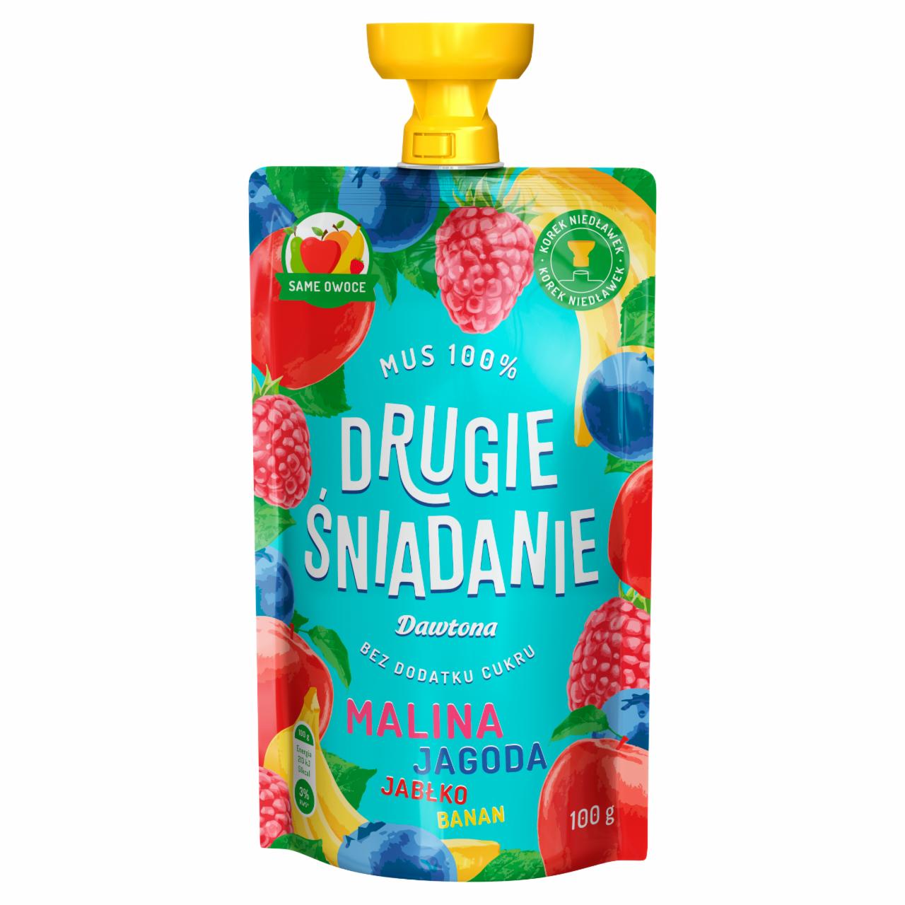 Фото - Drugie śniadanie Mus 100% malina, jagoda, jabłko, banan Dawtona