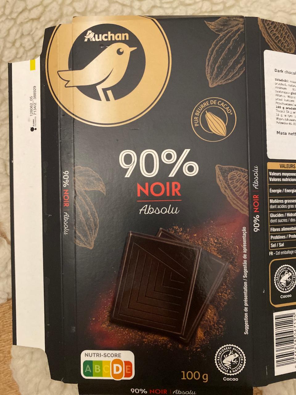 Фото - шоколад темный Chocolate Noir Absolu 90% Auchan