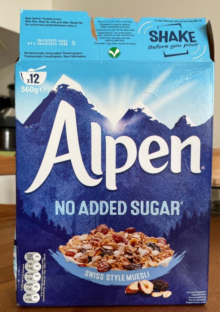 Фото - Мюсли без добавления сахара snake Muesli No Added Sugar Alpen