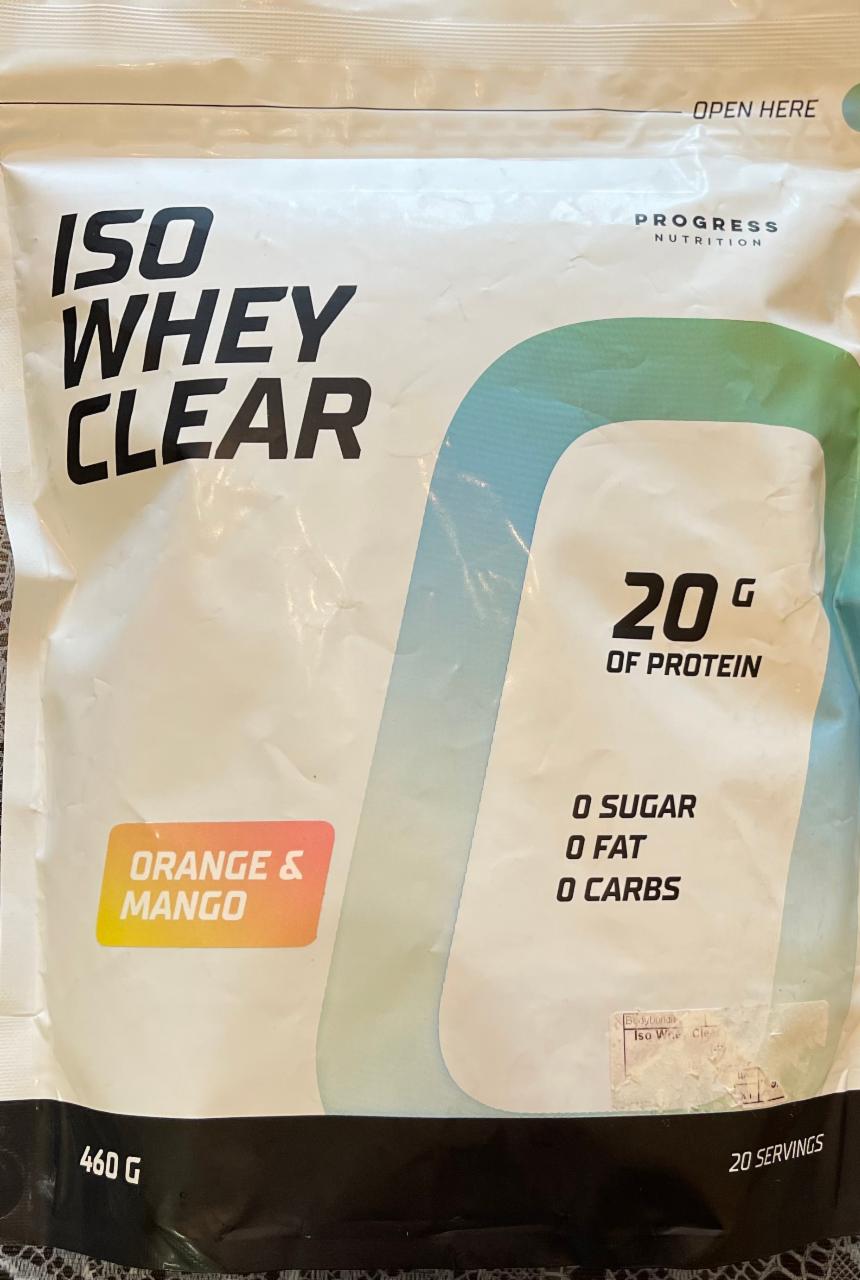 Фото - Iso whey clear drange&mango Progress nutrition