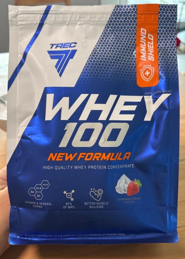 Фото - Protein Whey 100 new formula strawberry cream flavour Trec