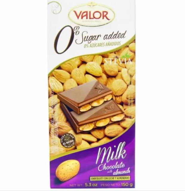 Фото - Шоколад молочный с миндалем без сахара Almond Valor