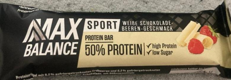 Фото - Sport protein bar 50% protein weiße schokolade beeren geschmack Max Balance