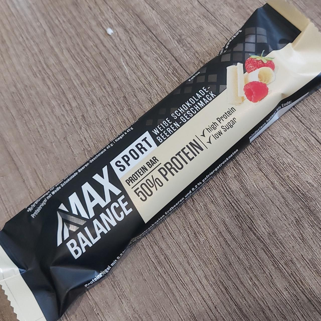 Фото - Sport protein bar 50% protein weiße schokolade beeren geschmack Max Balance