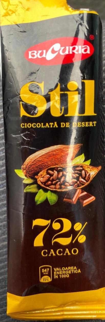 Фото - Stil ciocolata de desert 72% cacao Bucuria