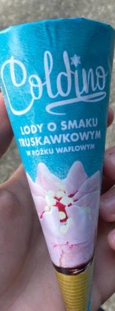 Фото - Lody o smaku truskawkowym w rożku waflowym Coldino