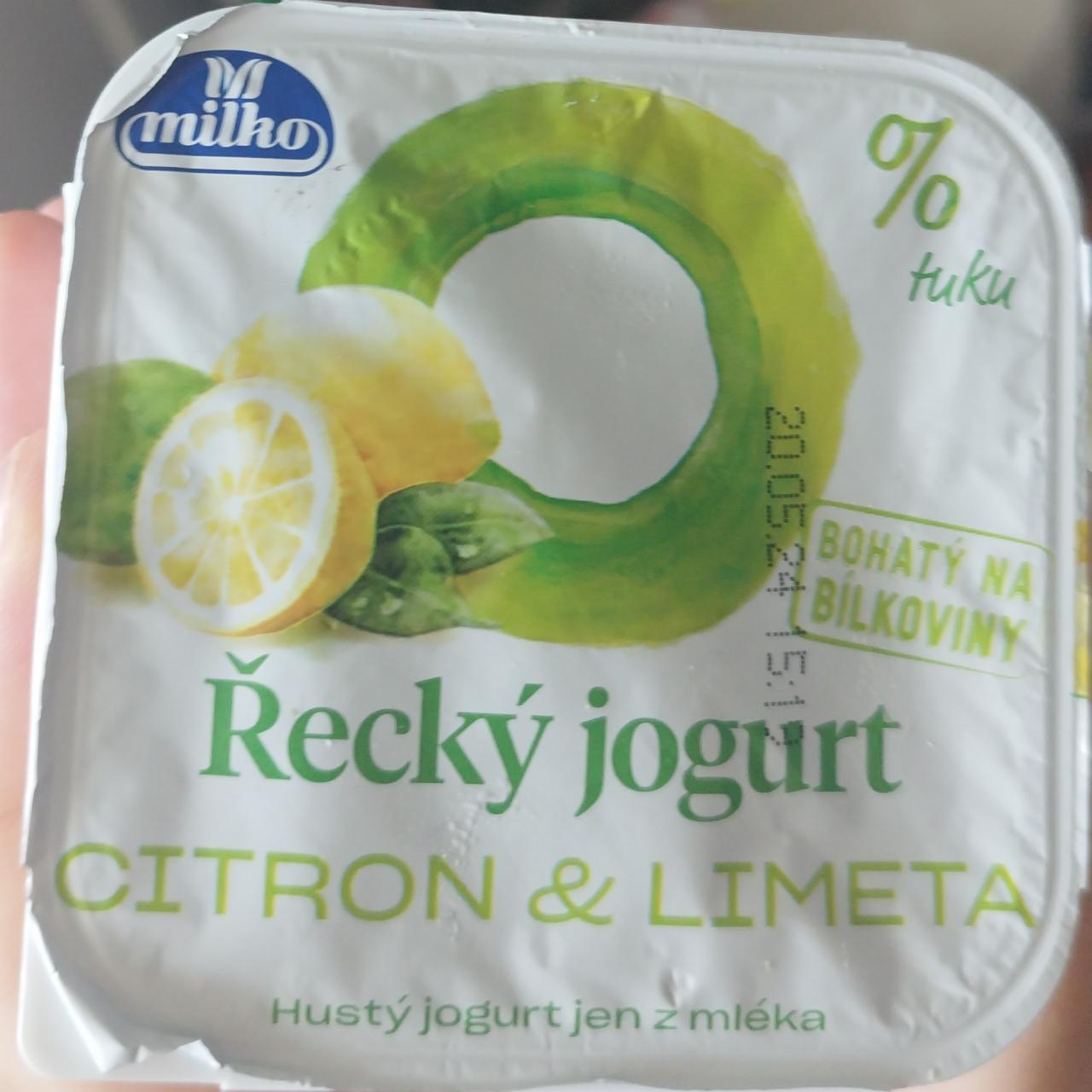 Фото - Řecký jogurt citron&limeta 0% tuku Milko