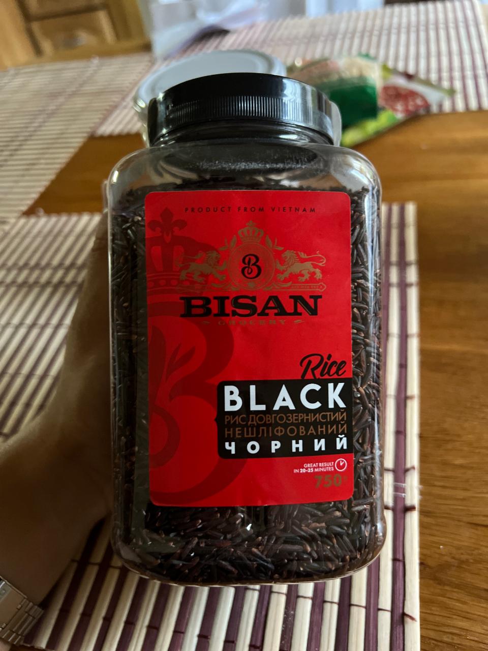 Фото - Рис черный длиннозернистый нешлифованный Rice Black Bisan