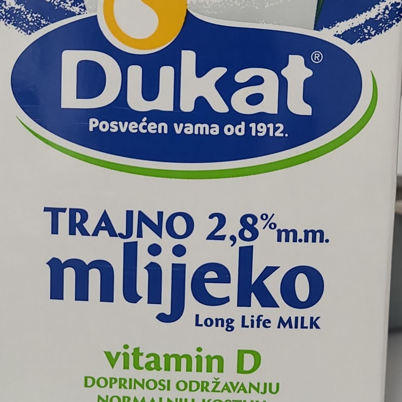 Фото - Trajno 2.8% mlijeko Dukat