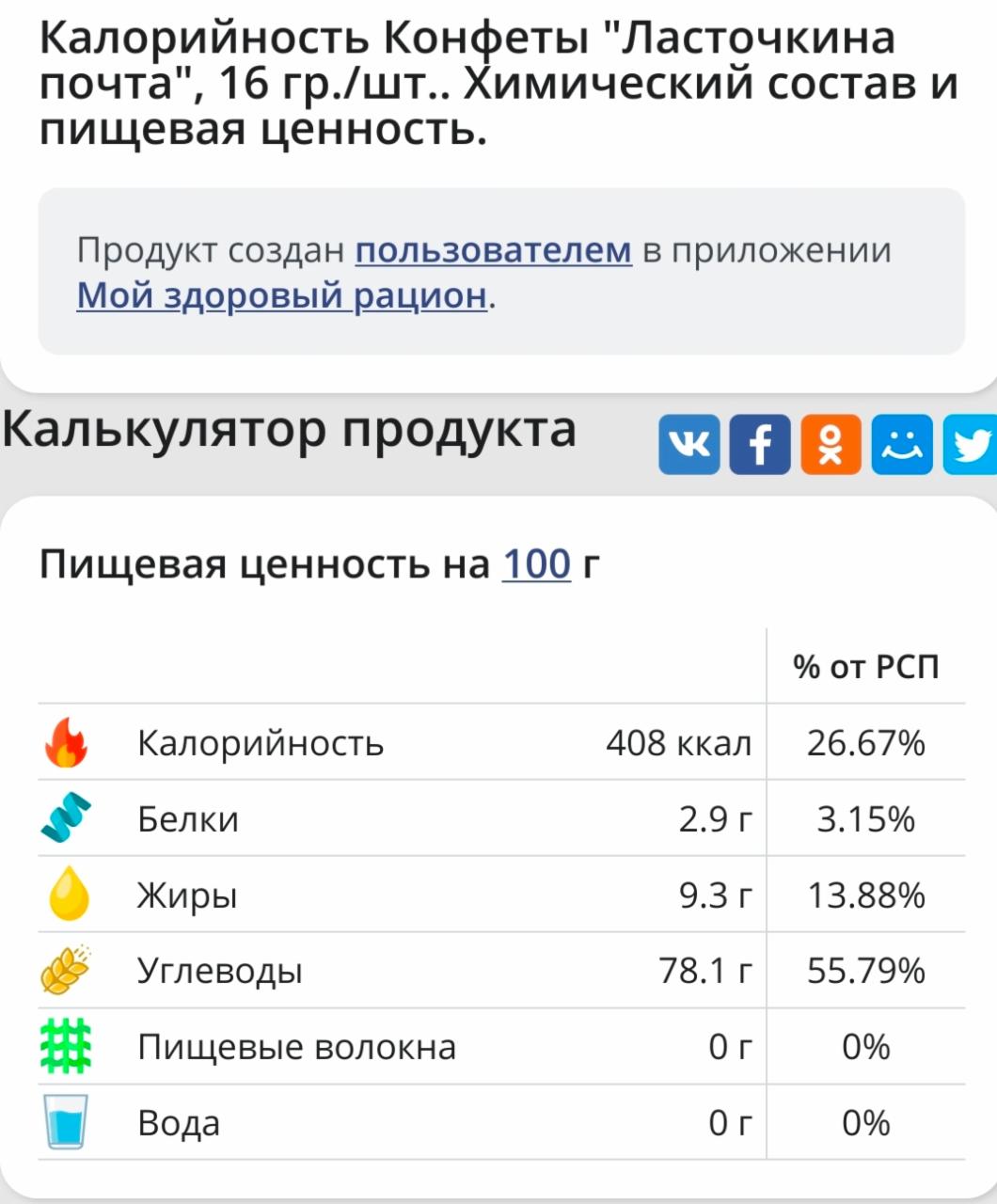 Славянка калорийность