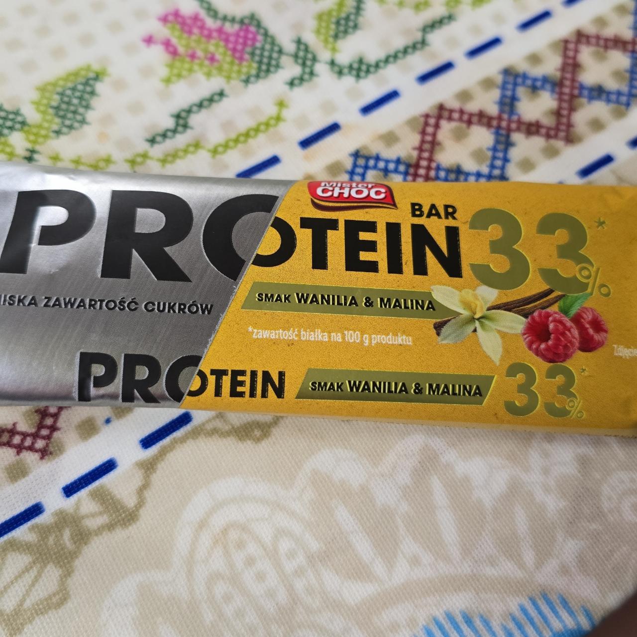 Фото - Protein Bar 33% Smak Wanilia&Malina Mister Choc