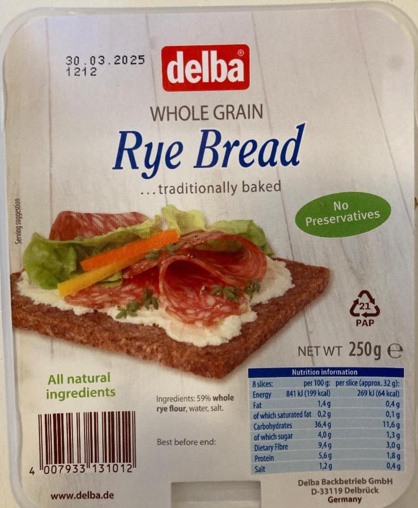 Фото - Хлеб ржаной Rye Bread whole grain Delba