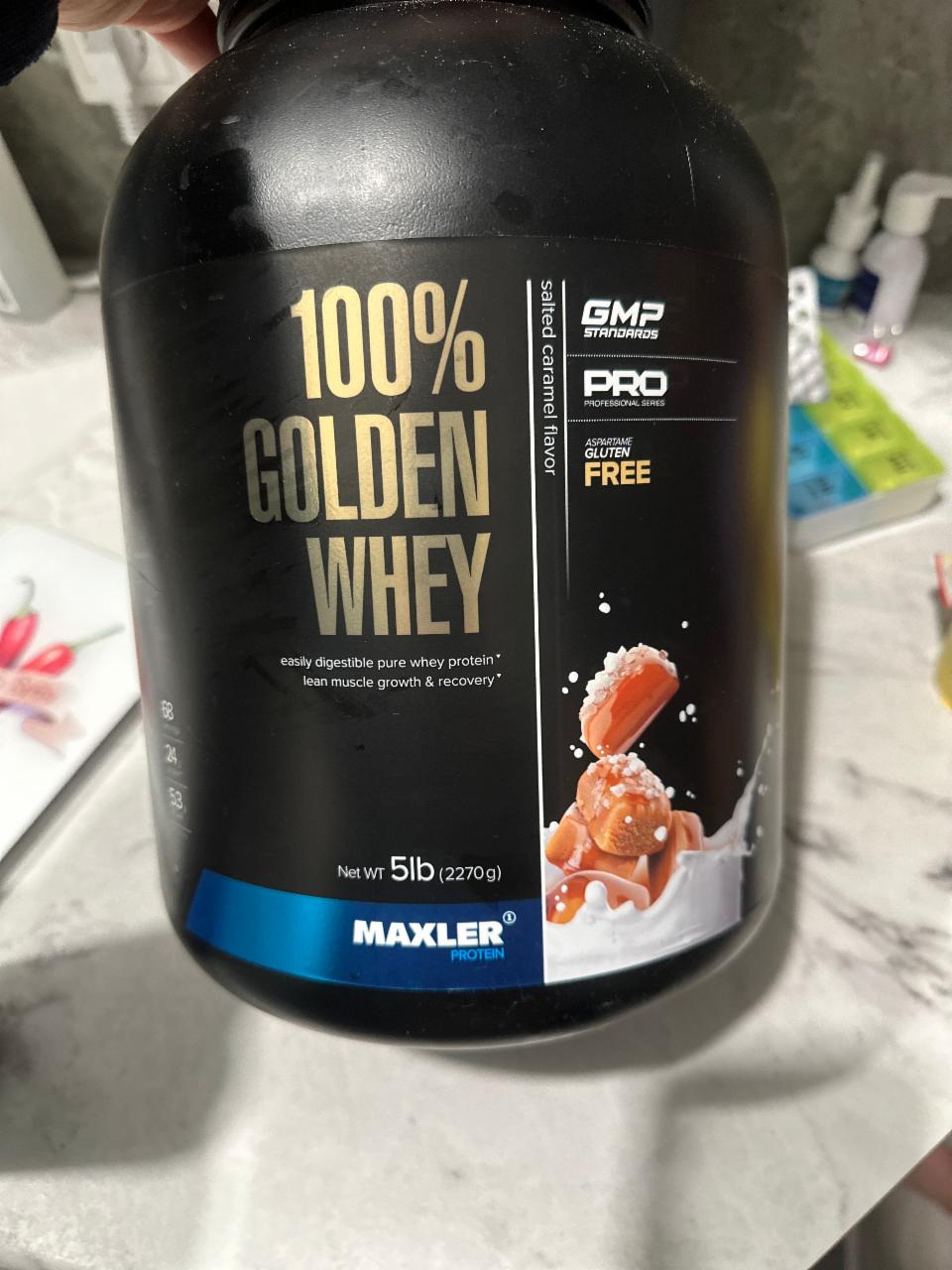 Фото - Протеин сывороточный Golden Whey, Соленая карамель Maxler